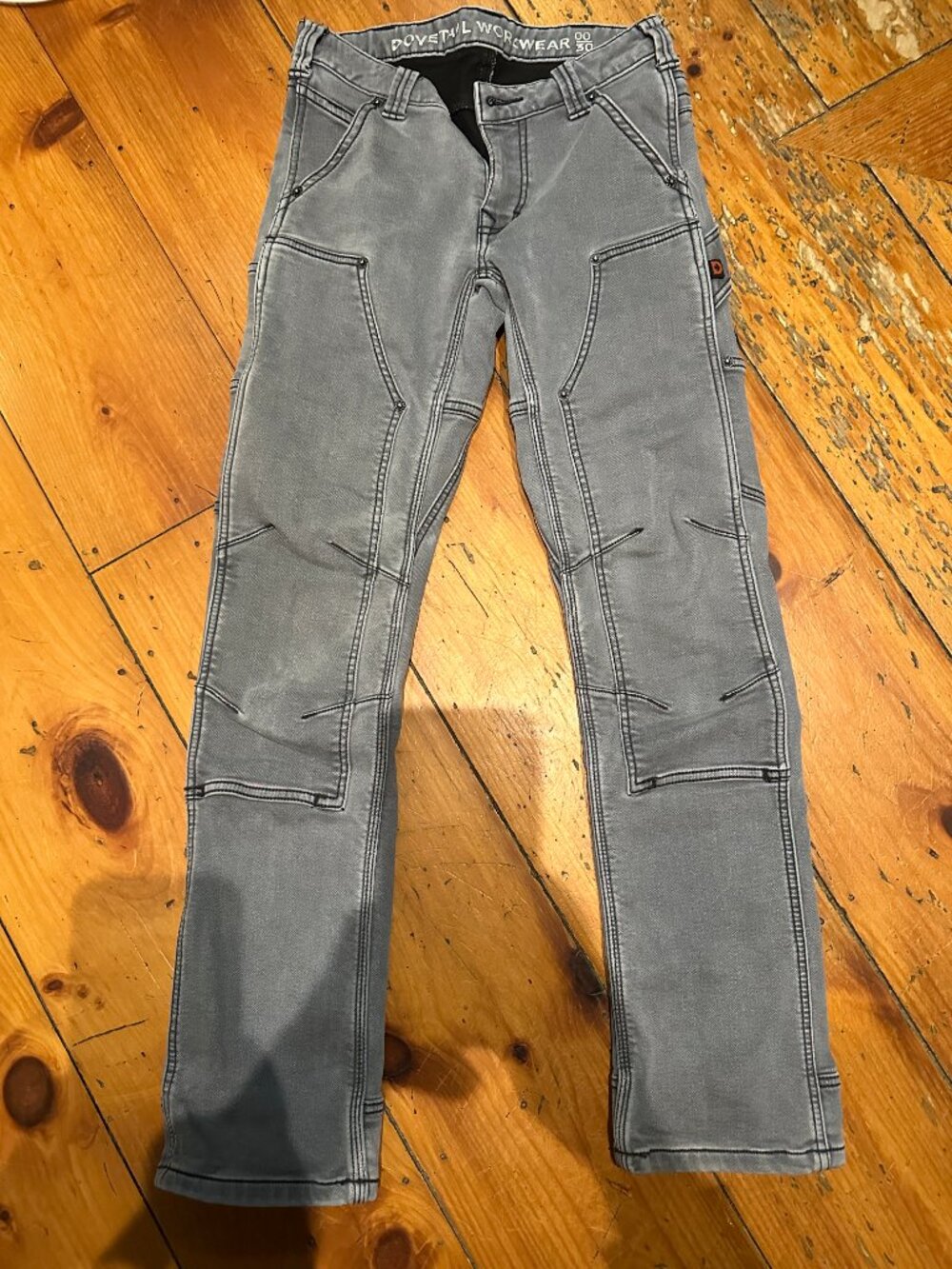 Dovetail Workwear - Maven X Slim Pant, Grey Stretch Thermal Denim,Size 00